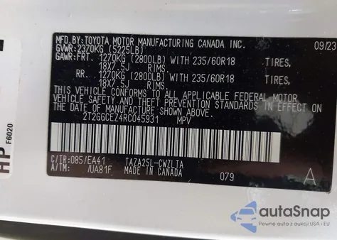 2024 Lexus Nx 350 Premium из США, поврежденный, VIN 2T2GGCEZ4RC045931